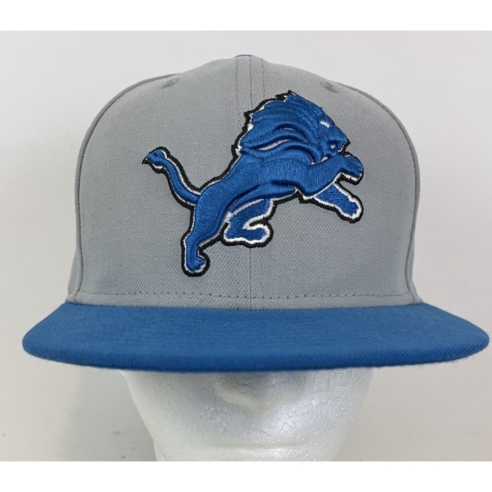New Era 59Fifty Detroit Lions NFL Fitted Hat Sz 7 1/4 Embroidered Gray Blue